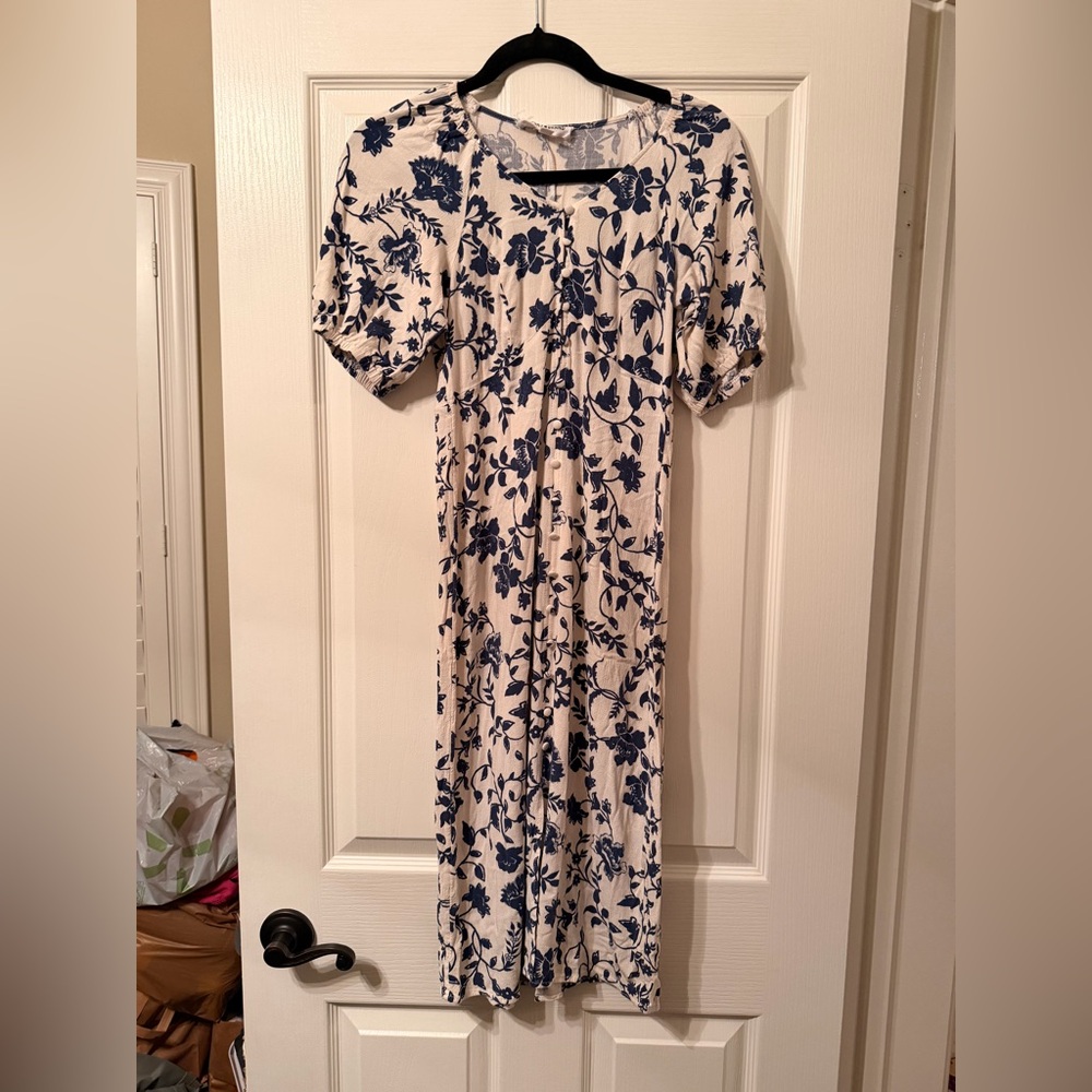 Lucky Brand Navy and White Floral Dress